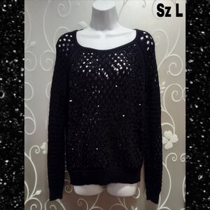 WOMENS SPARKLY BLACK SWEATER SIZE L